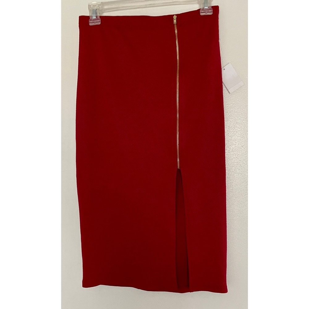 New Charlotte Russe Stretch Front Slit Zipper Red Skirt M